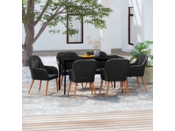 Vidaxl 7 Pcs Conjunto De Jantar Para Jardim Com Almofadões Preto