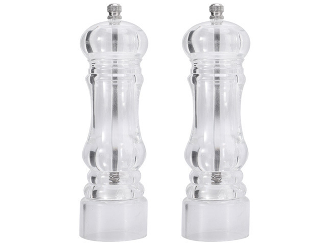 Conjunto de moedores de sal e pimenta em recipientes de acrílico transparente AQUAFORGE