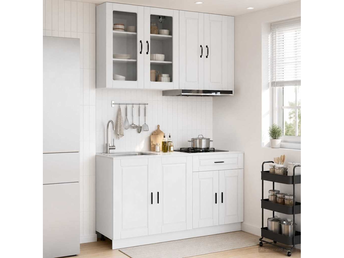 Vidaxl Unidade De Cozinha Porto 4 Unid. Branco Brilhante