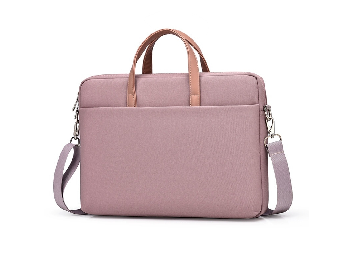 Bolsa Para Computador Portátil 15.6 Polegadas Impermeável Com Interior Macio E Bolso Auxiliar Rosa Elysve