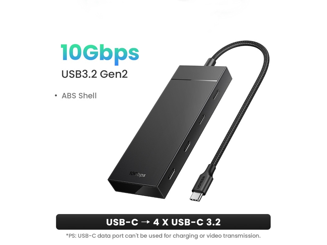 Yizhood Docking Station Line Compression 1m USB C 10gbps Tipo C 3.2 Gen2 USB C 4 Portas USB 3.2 Para Macbook Pro Air Tipo C Preto