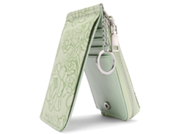 Porta Cartões Com Zíper E Design De Estampa, Com Chaveiro, Porta Moedas, Verde
