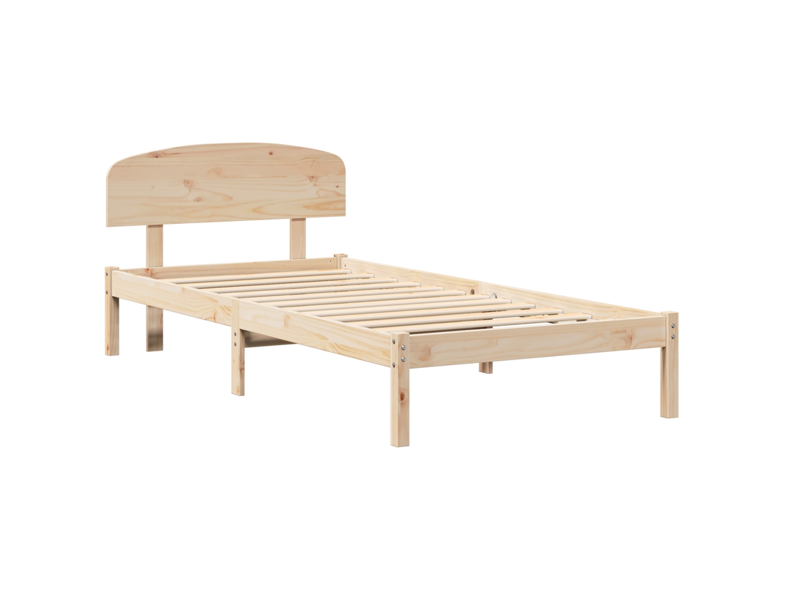 Conjunto 1 Estrutura De Cama Moderna Vidaxl Castanho Madeira De Pinho Maciça (80 X 200 Cm)