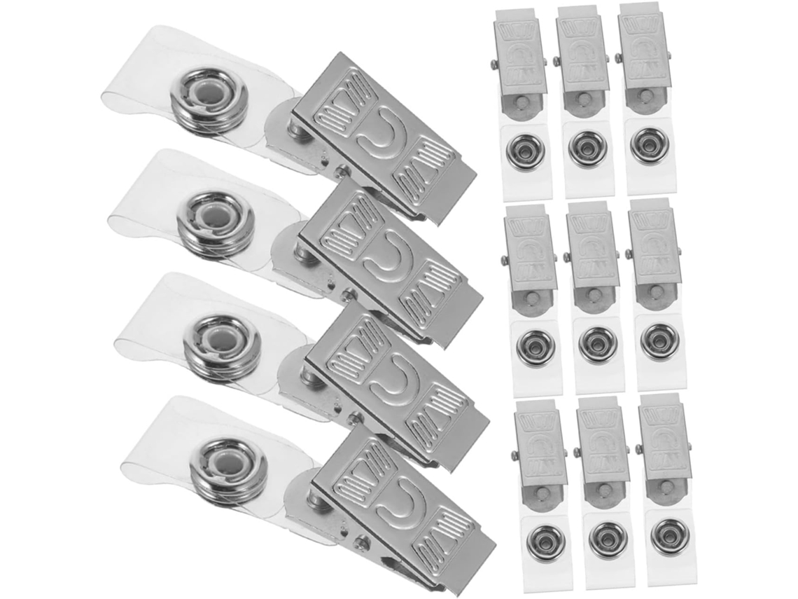 Conjunto de 100 clipes de plástico transparente Amosfun para crachás de identificação profissional, clipes compactos para uso.