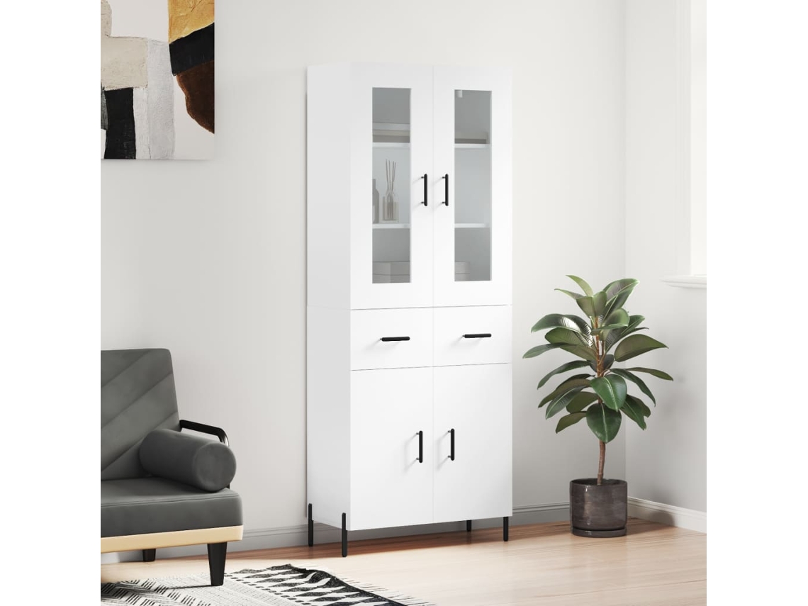 Vidaxl Armário Alto 69,5x34x180 Cm Derivados De Madeira Branco