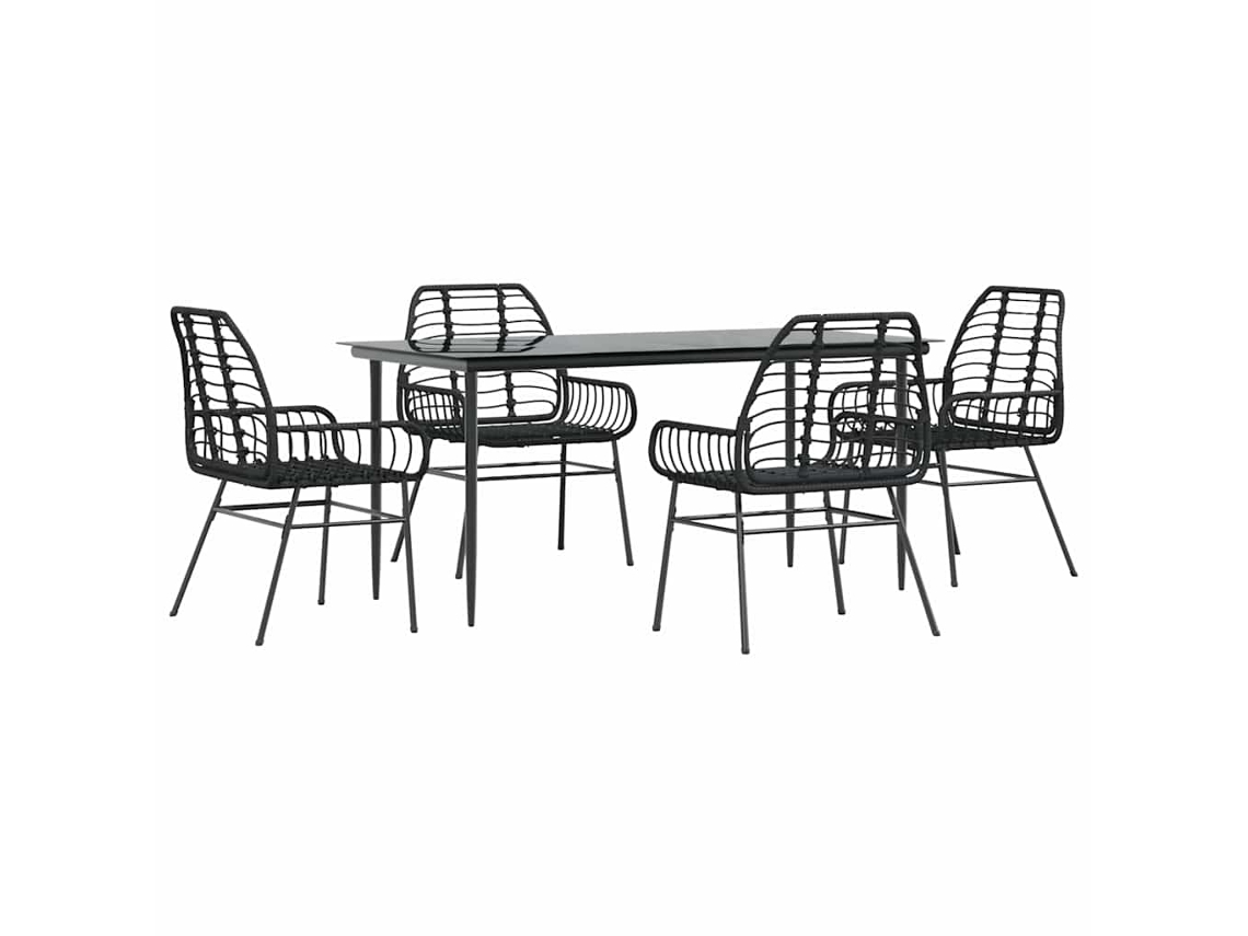 Garden Dining Set, Garden Dining Sets Vidaxl Preto Rattan / Vime (mesa Com 160 Cm De Comprimento)