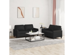 Vidaxl 2 Pcs Conjunto De Sofás Com Almofadões Couro Artificial Preto