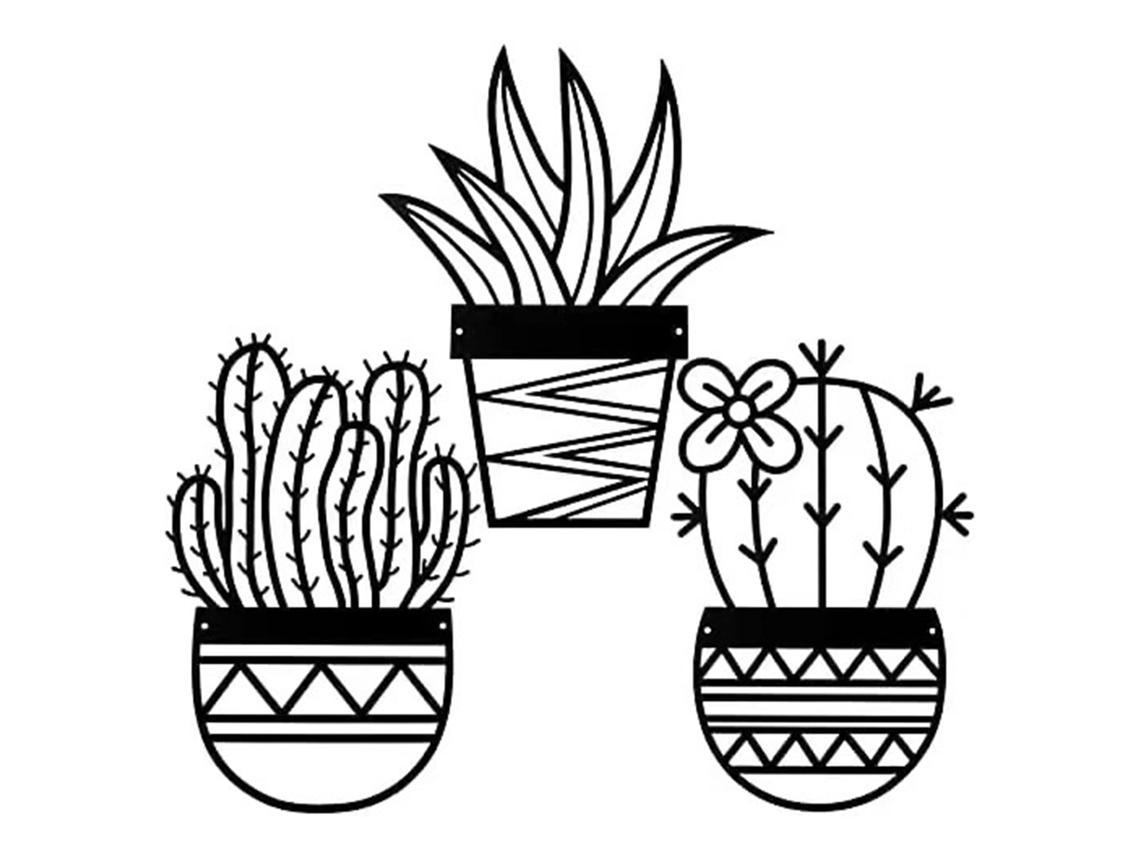 Vaza Cacto de Metal com Flowe Pot Pendente para Decoração LAXISCREED