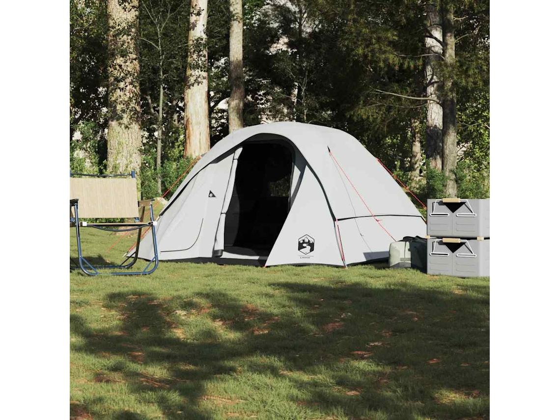 Vidaxl Tenda De Campismo Cabana P/ 4 Pessoas Opaca Impermeável Branco