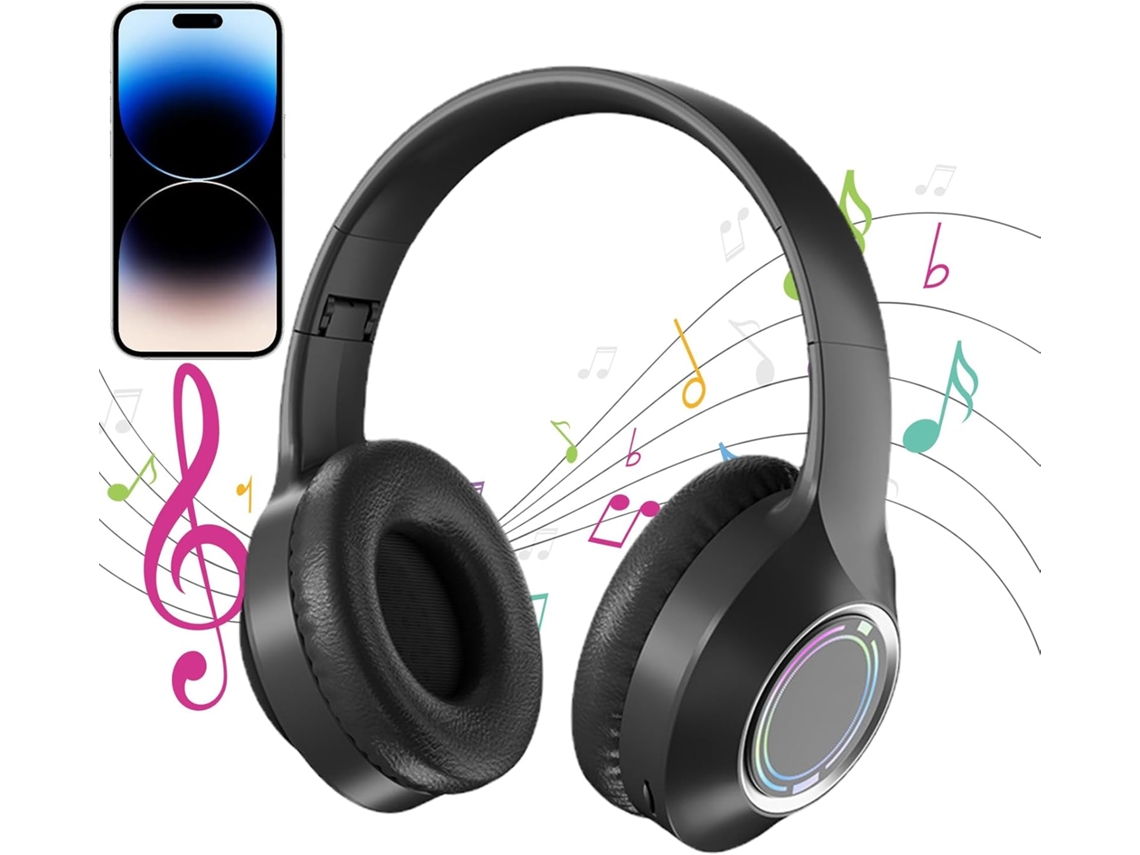 Fones De Ouvido Dobráveis Supra Auriculares Sem Fio Com Cancelamento Ruído