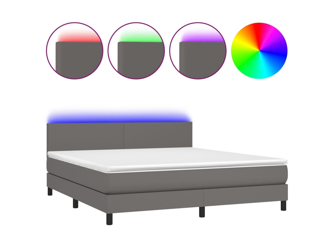 Box Spring Bed, Box Spring Beds Vidaxl Cinzeto Couro Artificial (160 X 200 Cm)