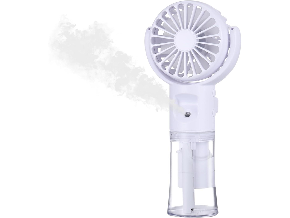 Ventilador Portátil com Função de Jato de Água, Recarregável Via Usb, 4 Velocidades de Vento, Pode Ser Pendurado no Pescoço. MDUG (branco)