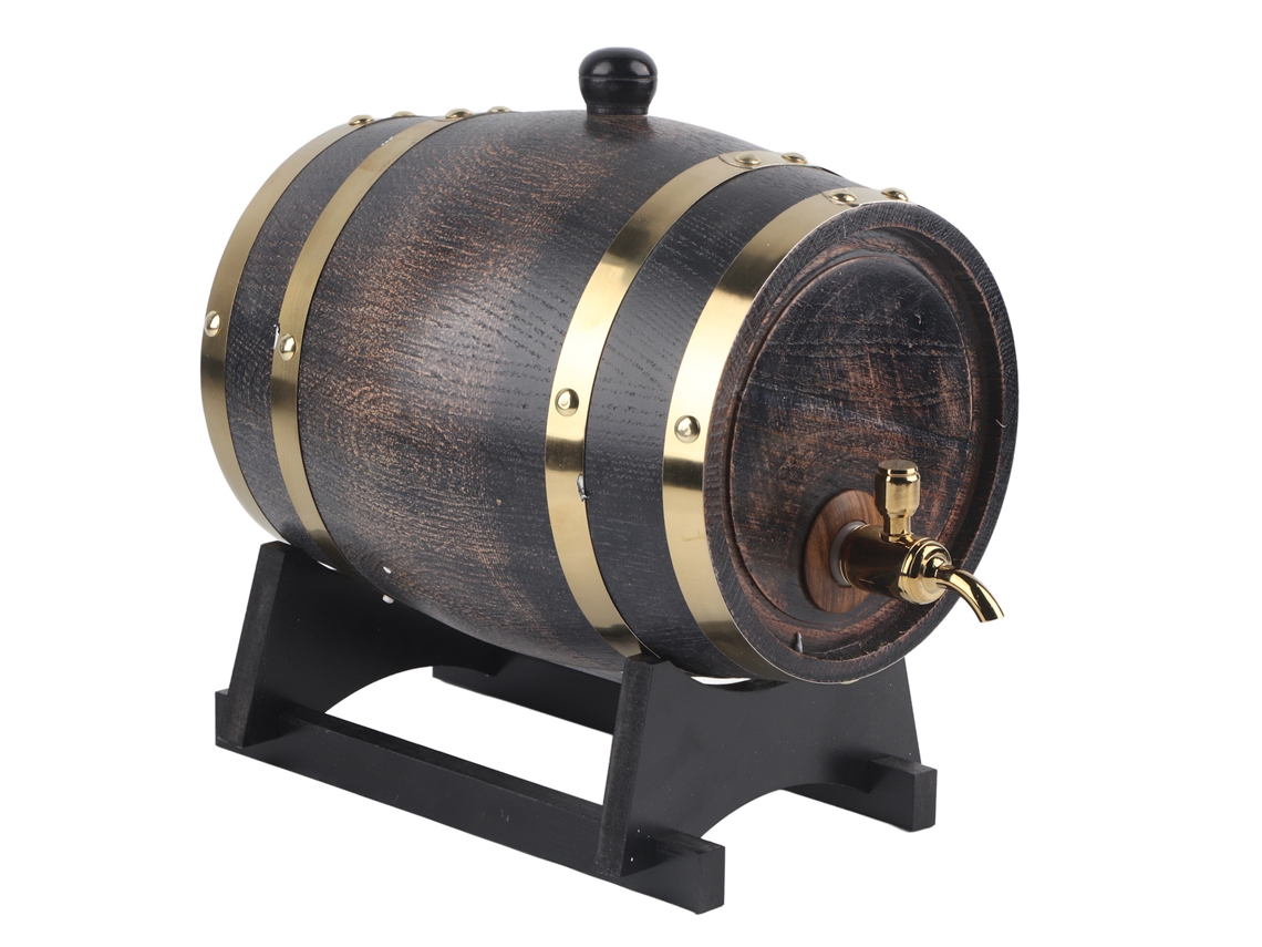 Barril de Vinho de Carvalho 3l com Torneira Listras Pretas para Vinho Tinto Conhaque Uísque S/MARCA
