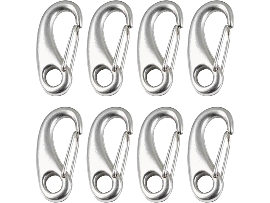 Conjunto de 4 mosquetões com trava, náuticos, 68 mm, para chaveiro.