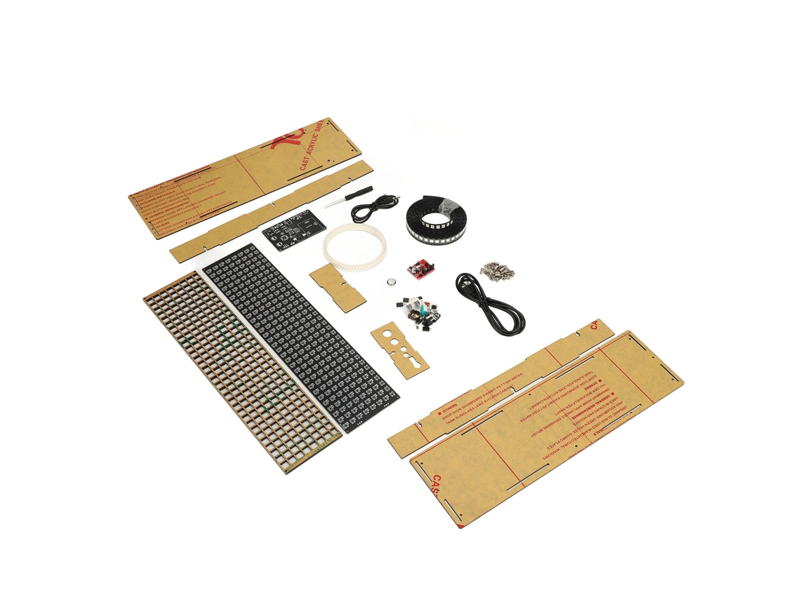 Kit De Soldagem De Relógio Digital Rgb Ajustável Por Voz Com Matriz De Pontos 32x8