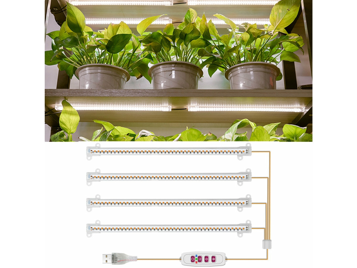 Barra De Luz Led Para Cultivo, Tubo De Cultivo Led De Espectro Completo - 4 Tubos SUNNY SPACES