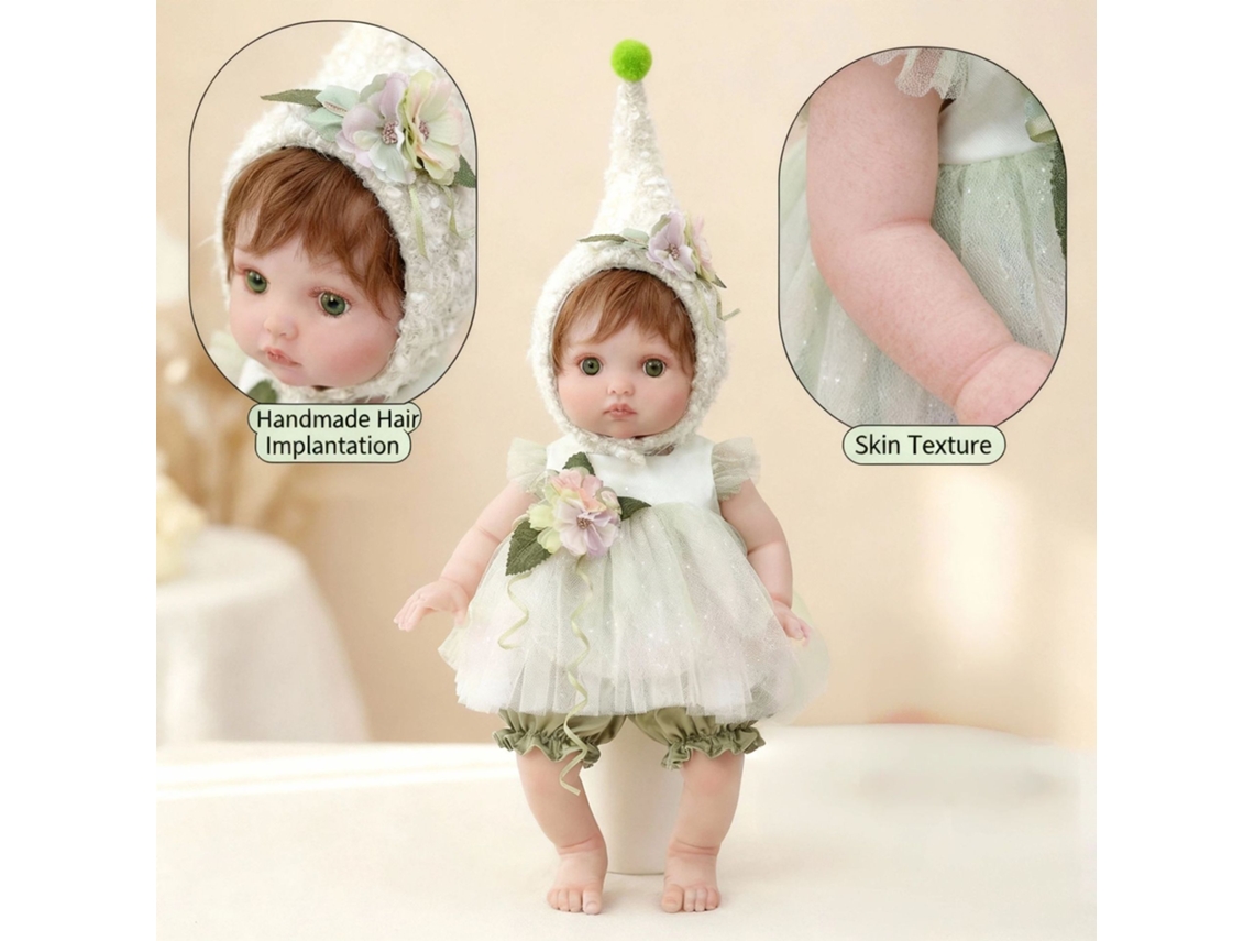 Boneca Fada De 40 Cm (16 Polegadas) Com Vestido De Tule Verde.