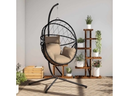 Vidaxl Cadeira Em Forma De Ovo Suspensa C/ Suporte Vime/aço Antracite