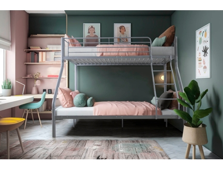 Beliche de Casal Metal Branco 2 Colchões 90X190 e 135X190 SALDOSYSTOCKS