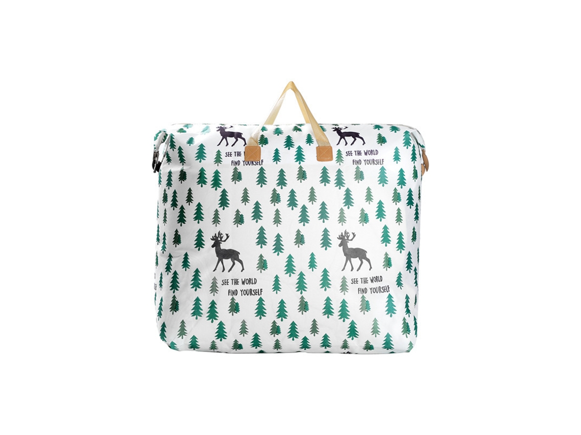 Saco Organizador De 120l Com Estampa De Renas E Floresta, Estilo Simples E Campestre, Organizador Para Roupas E Roupa De Cama