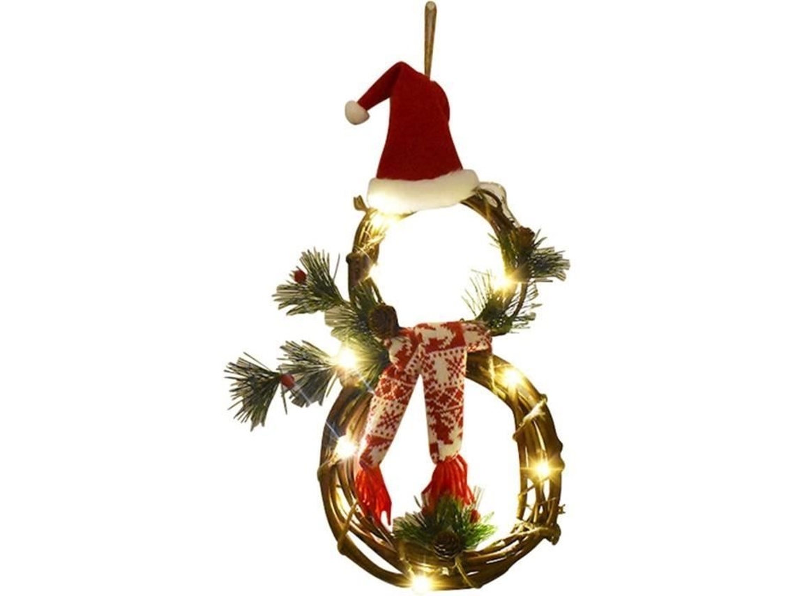 Grinalda de Natal com Enfeites, Bonecos de Neve Luzes Led, Decoração de Parede, Baixo Consumo, Moderno, Ergonômico, Uso Diário STELASPLEN