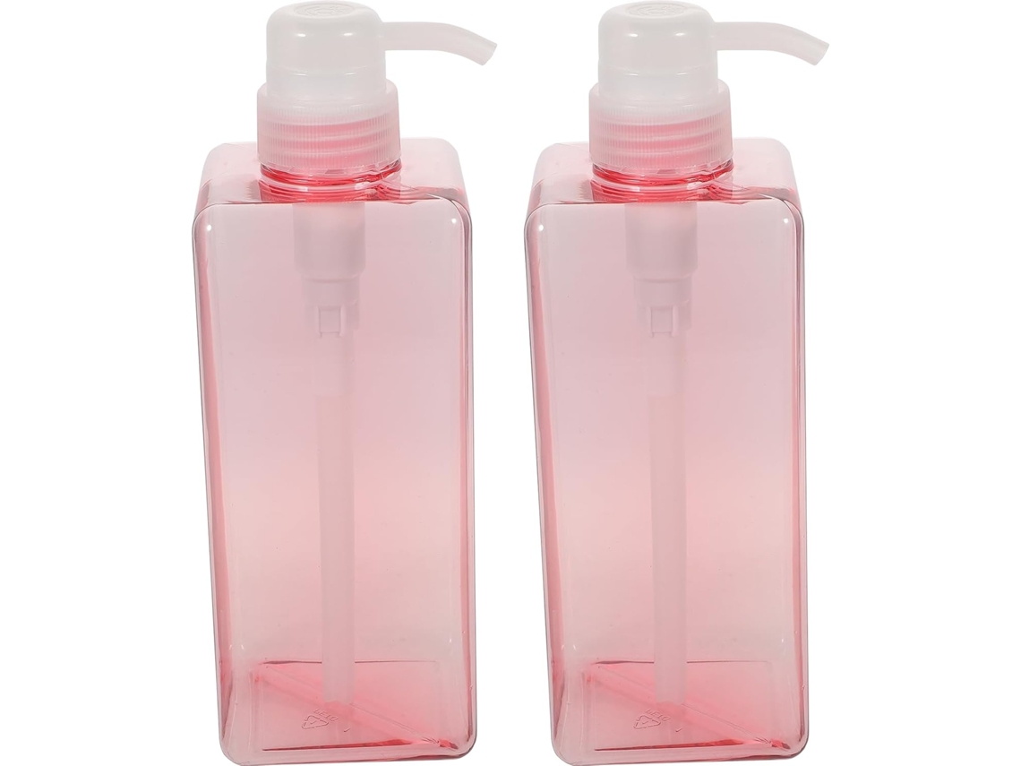Conjunto De 2 Frascos Quadrados Recarregáveis De 650ml Com Bomba Dosadora Em Petg Para Shampoo.