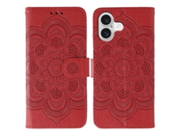 Capa Para Iphone 17 Em Couro Com Estampa De Mandala Solar Em Relevo.