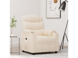 Vidaxl Poltrona Reclinável Elétrica Tecido Cor Creme