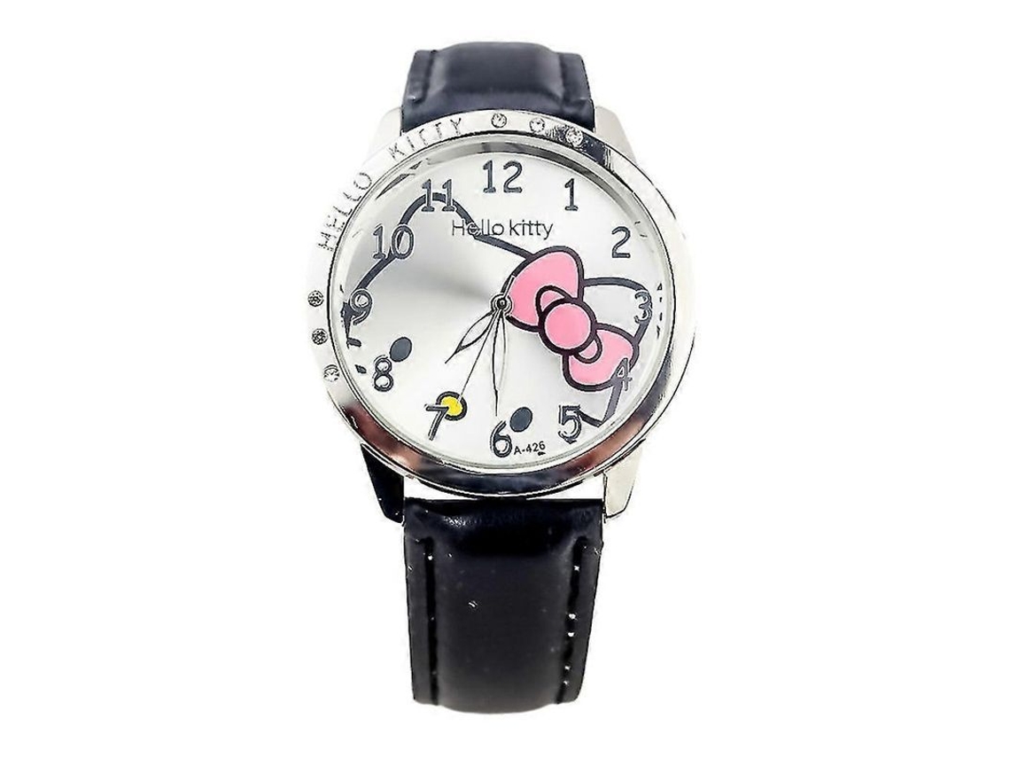 Reloj Hello Kitty Para Niños De Cuarzo Pulsera Regalo Color Negro Blanco Negro Blanco
