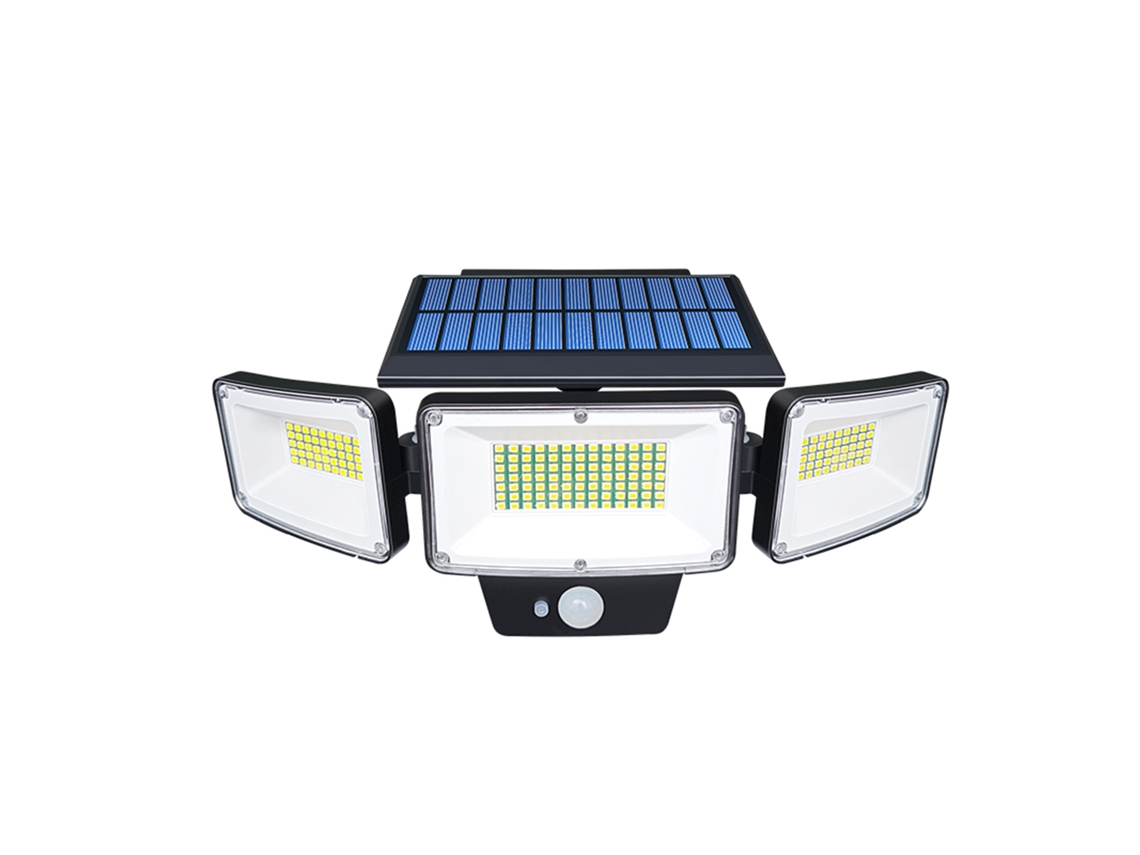 Lâmpada de Parede Solar com Sensor Led Alto Brilho Tripla Cabeça Ip65 | S/MARCA