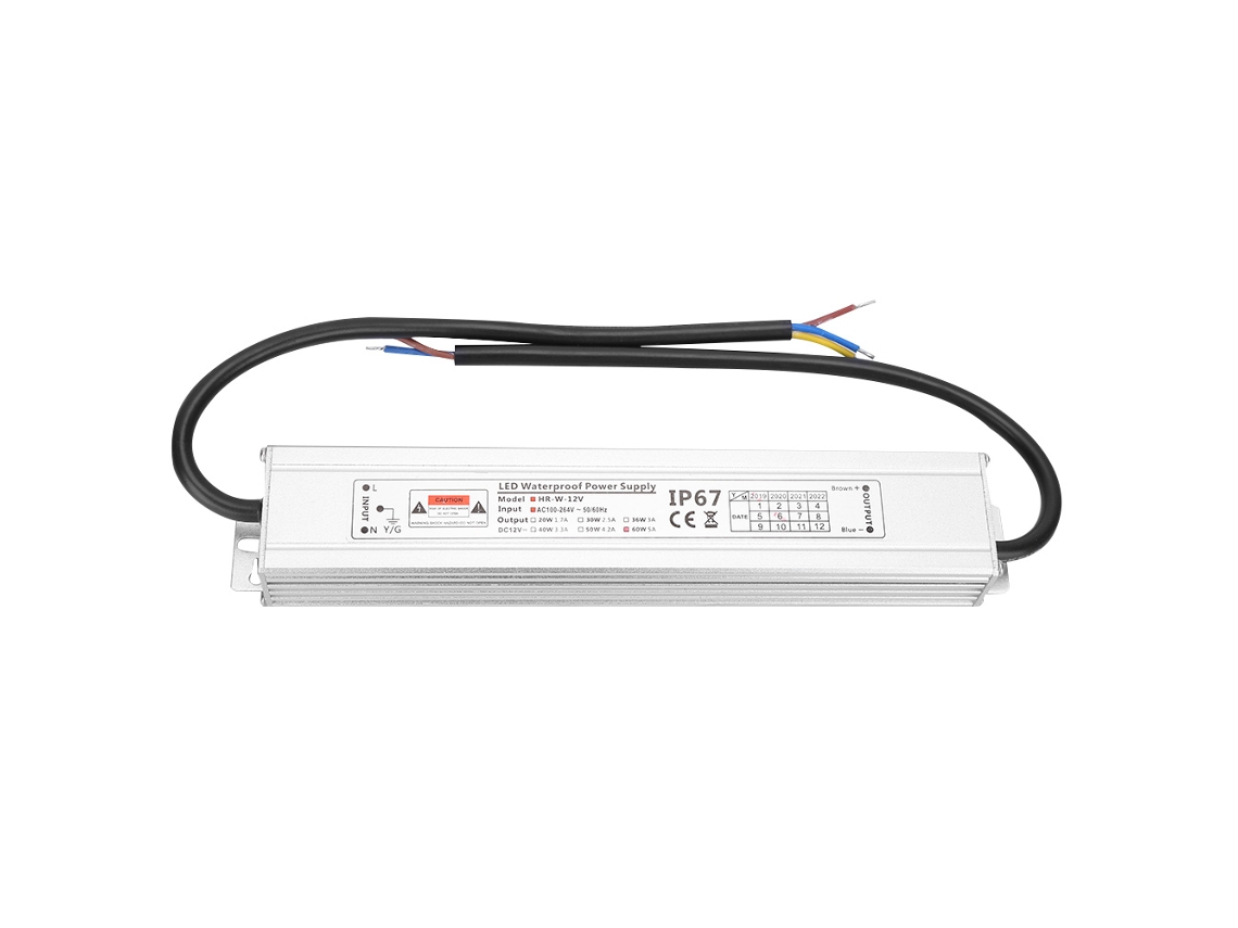 Fonte de Alimentação Led Impermeável Ip67 5a 60w 100~264v para 12v Transformador de Voltaje Constante
