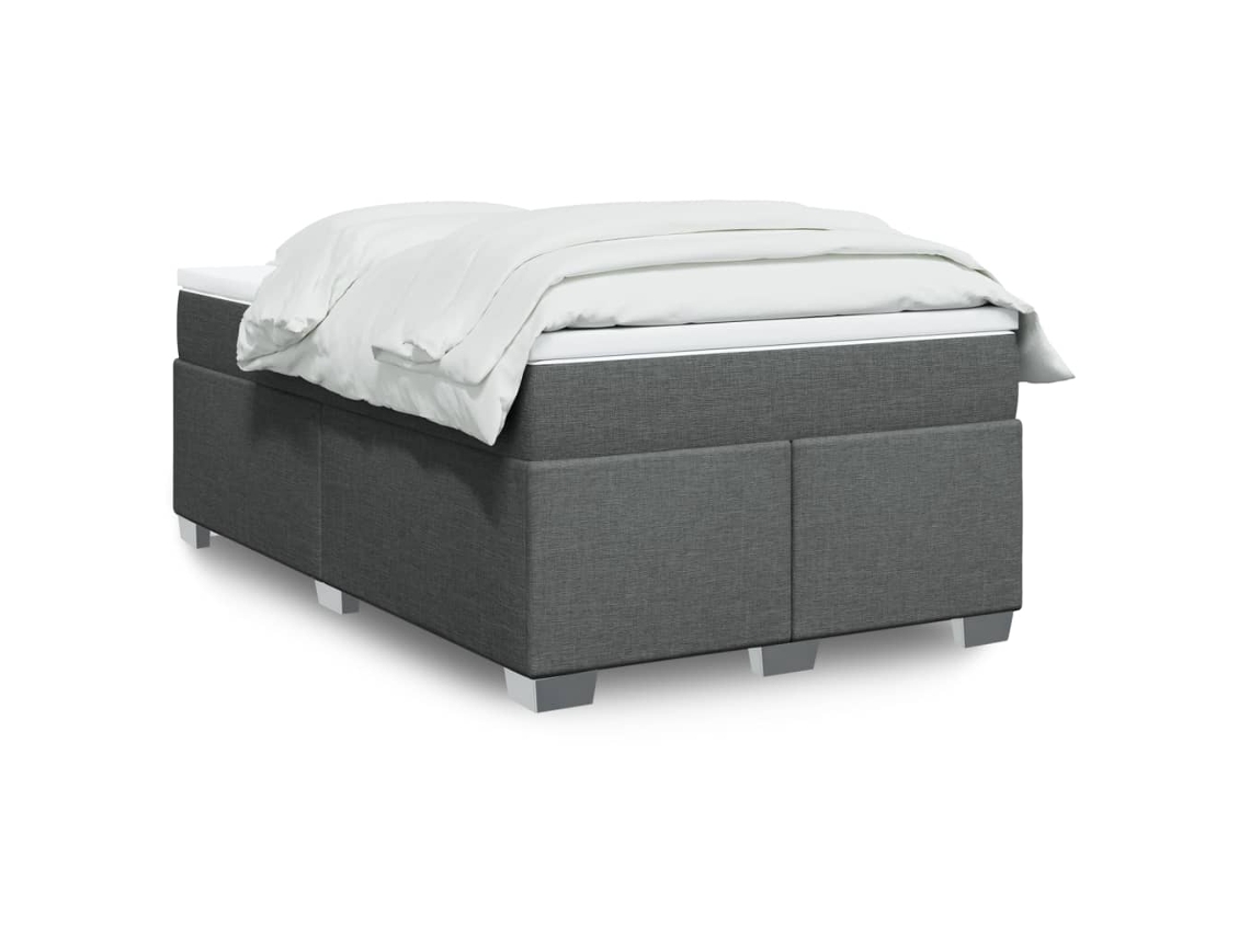 Vidaxl Cama Boxspring Com Colchão 120x190 Cm Tecido Cinzento-escuro