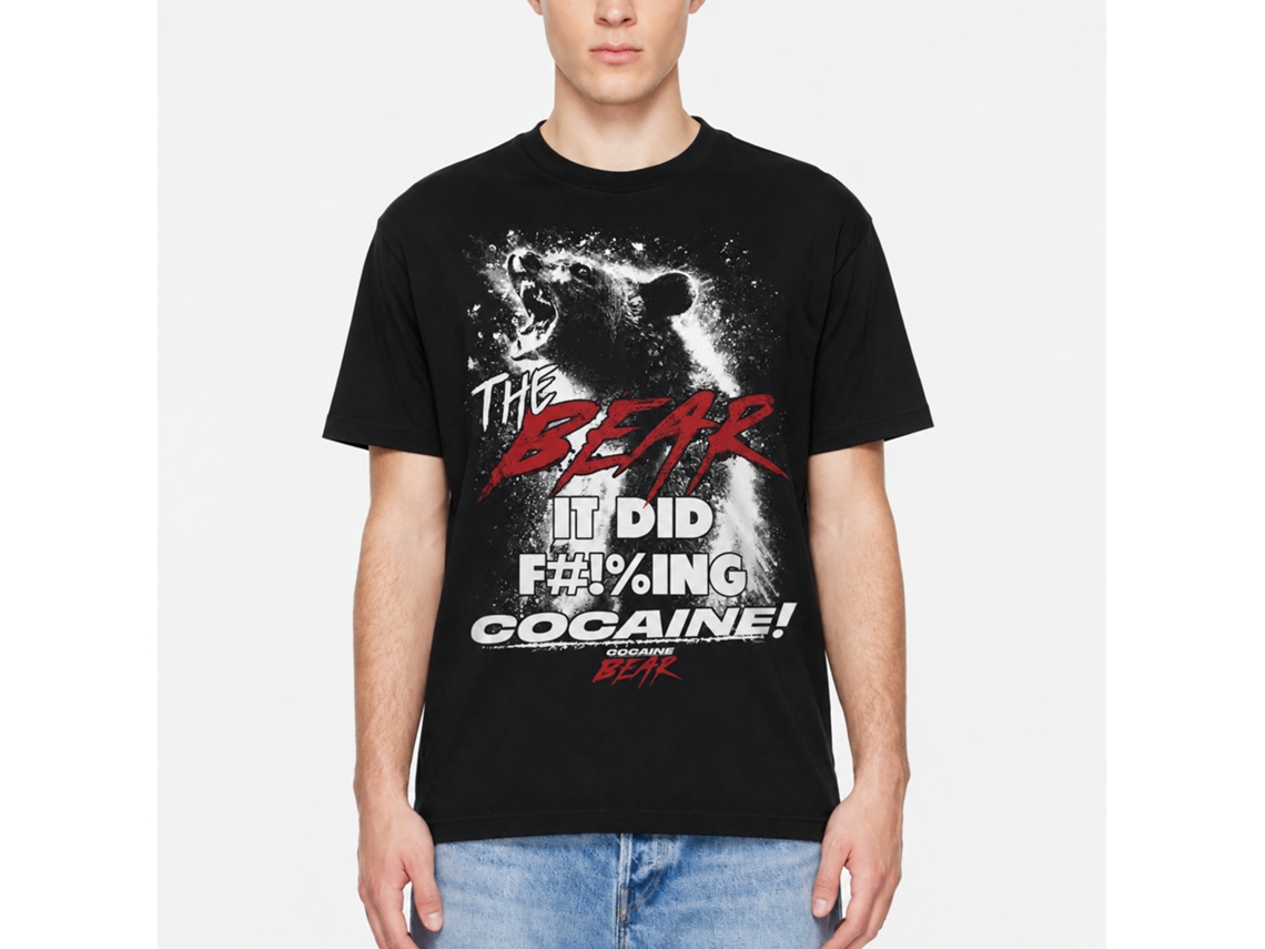 Rockinstone Cocaine Bear Fing Did Cocaine Black Adult T-shirt Size:m