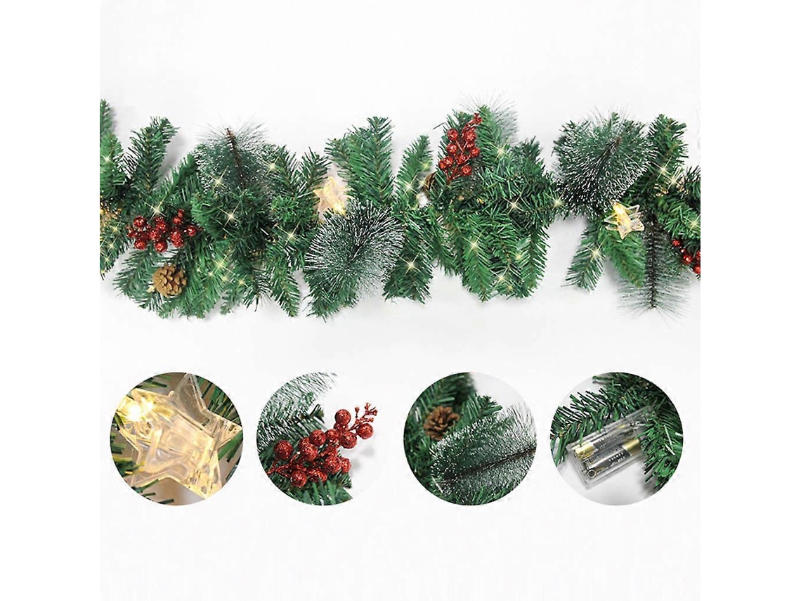 Decoração De Natal Em Pvc Verde Rattan Com Luzes 1,8 Metros Guirlanda De Natal Enfeites De Hotel Faça Você Mesmo Olysi Shop