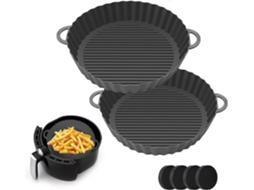 Forros De Silicone Para Fritadeira A Ar, 2 Unidades, Potes Redondos De Silicone Reutilizáveis​​ Para Fritadeira A Ar