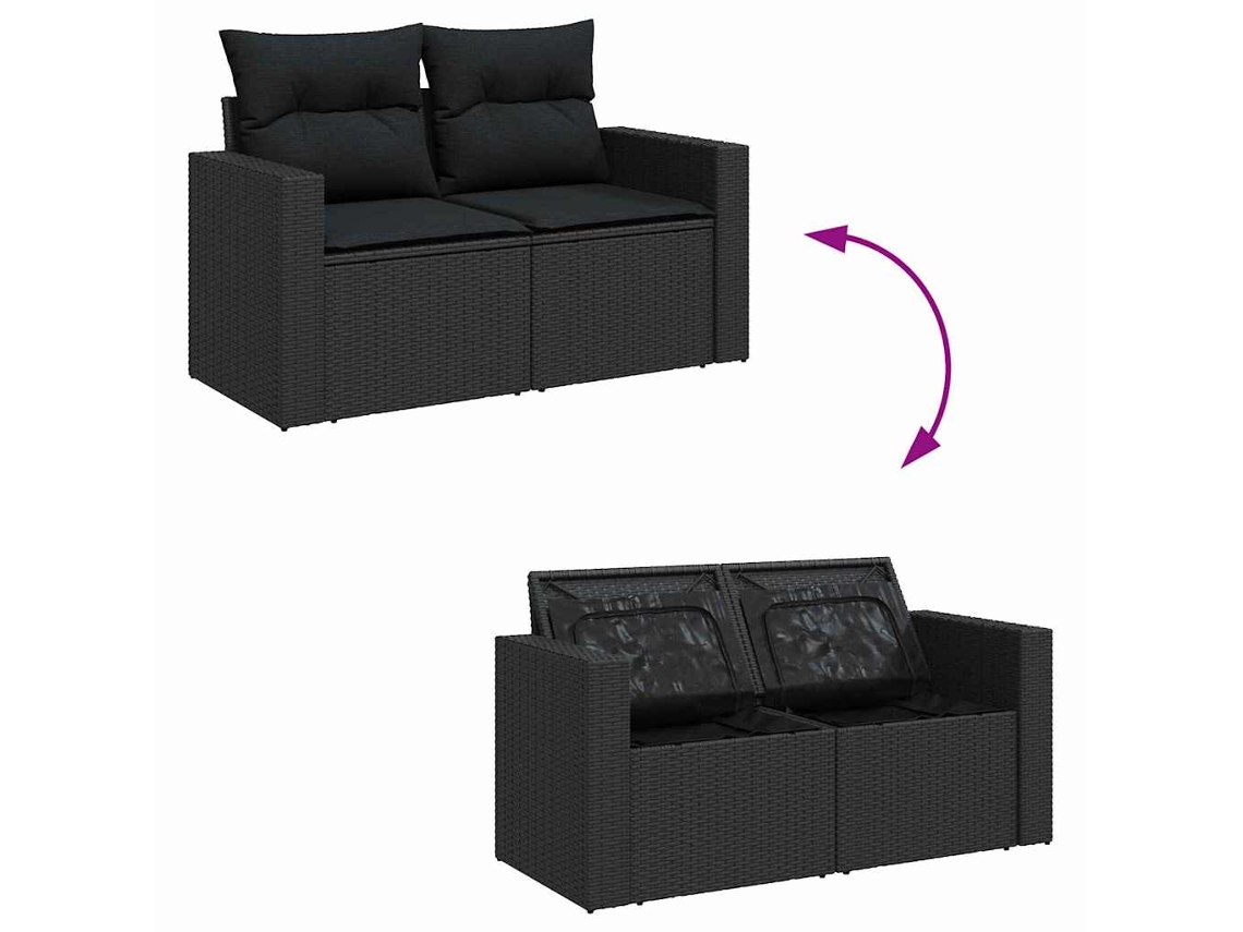 Maison Exclusive - Conjunto De Sofá De Jardim Com Almofada 13 Pcs Preto Vime Pe