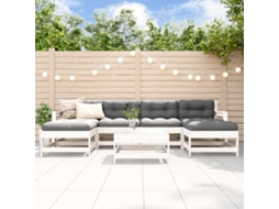Vidaxl 7 Pcs Conjunto Lounge De Jardim Pinho Maciço Branco
