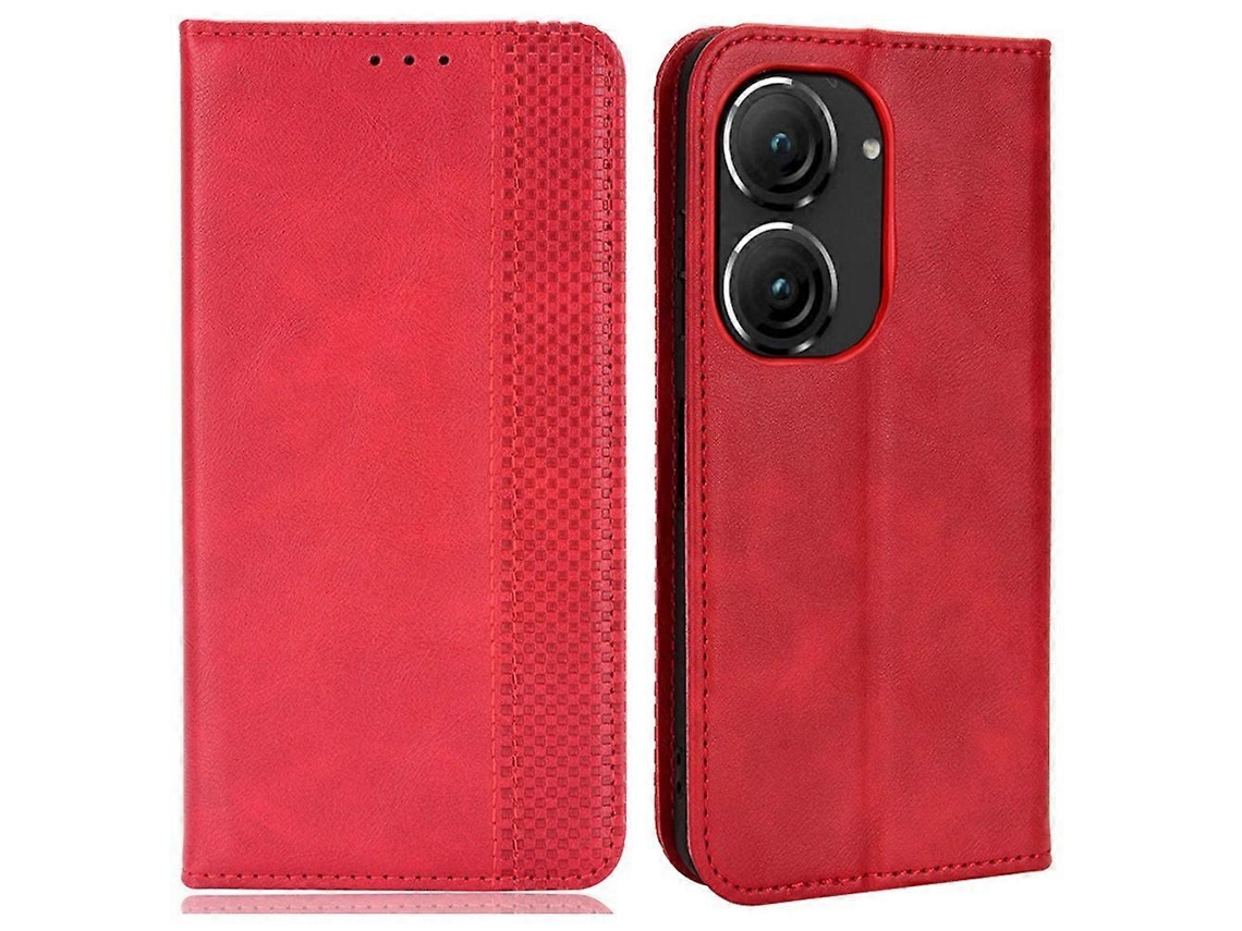Compre Para Asus Zenfone 10 5g / 9 5g Capa De Celular Vintage De Couro Pu À Prova De Choque Com Suporte E Capa De Absorção Automática Com Carteira Ver