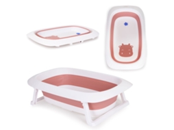 Banheira Dobrável Rosa Com Ralo Para Banho De Bebê Fudge Ecotoys