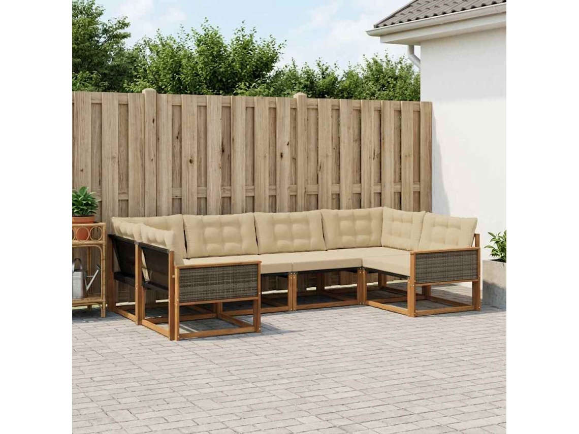 Vidaxl Conjunto De Sofás Para Exterior 6 Unid. Natural E Bege