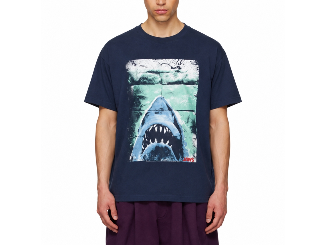 Rockinstone Jaws Movie Folded Poster Navy Adult T-shirt Size:s