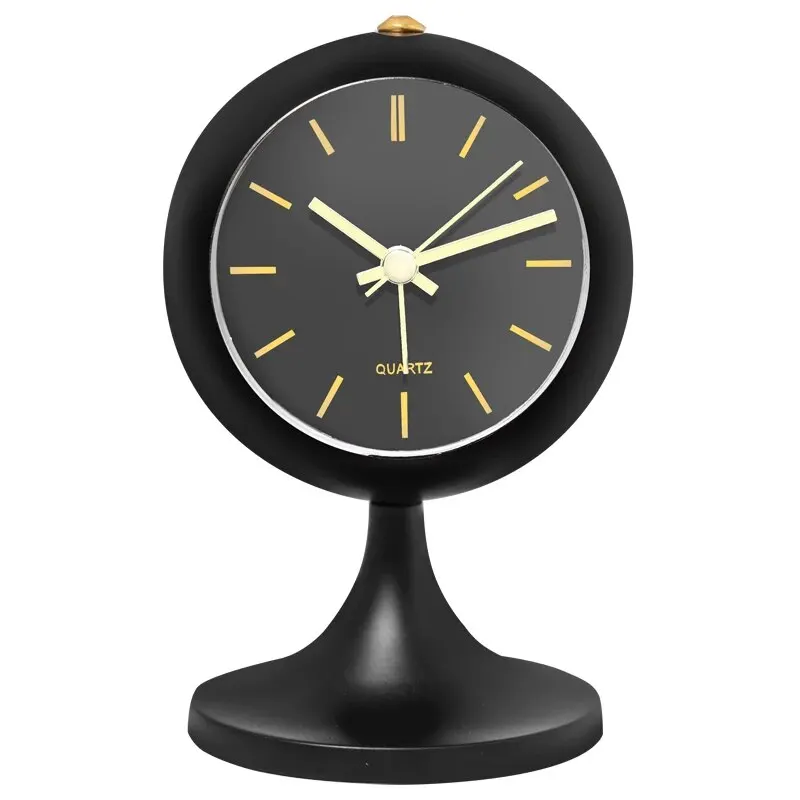 (preto) Despertador Decorativo Simples Em Metal Com Acabamento Fosco (pilhas Não Incluídas)