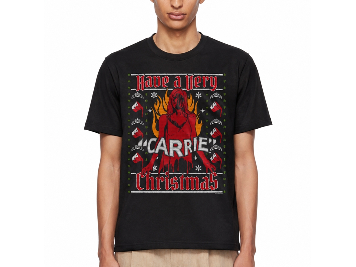 Rockinstone Carrie Movie A Very Carrie Christmas Black Adult T-shirt Size:xxl