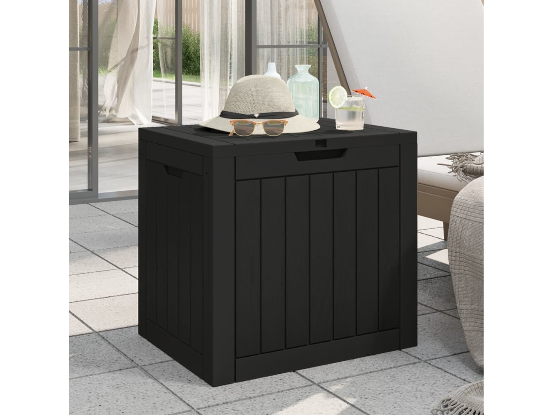 Vidaxl Caixa De Arrumação P/ Jardim 55,5x43x53 Cm Polipropileno Preto