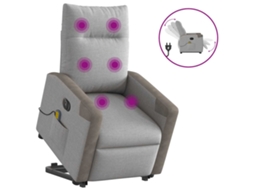 Vidaxl Poltrona Elétrica Elevatória Massagens Tecido Cinzento-nublado