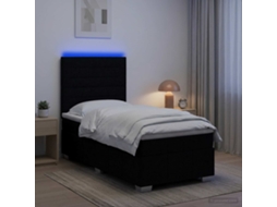 Vidaxl Cama Box Com Led E Colchão Preto 90 X 190 Cm Tecido