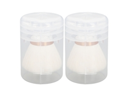 2pcs Pincel De Poeira Para Unhas Portátil De Fibra Artificial Para Limpeza E Maquiagem Com Estojo De Armazenamento