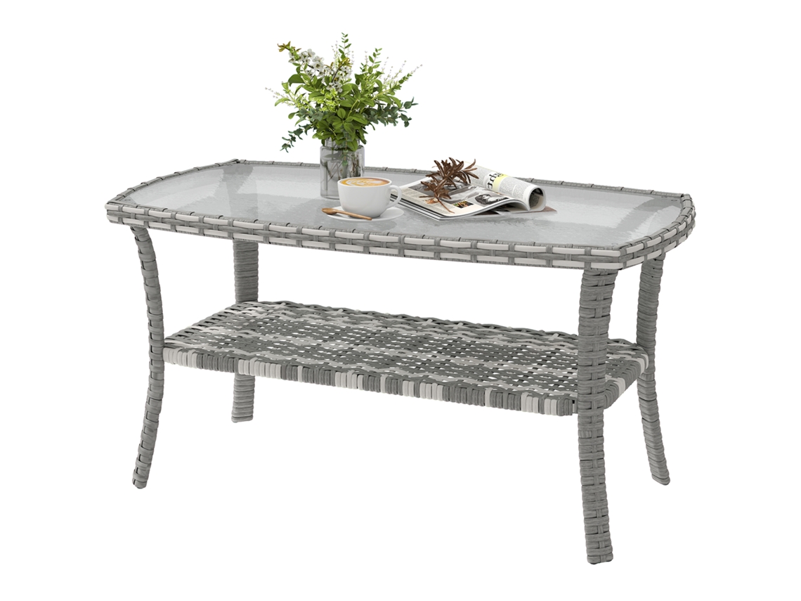 Mesa de Jardim Vime Retangular com tampo de Vidro Temperado, 90x50x45 cm MARCA