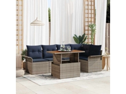 Vidaxl Conjunto De Sofá De Jardim 6 Unid. Cinzeto Rattan Sintético