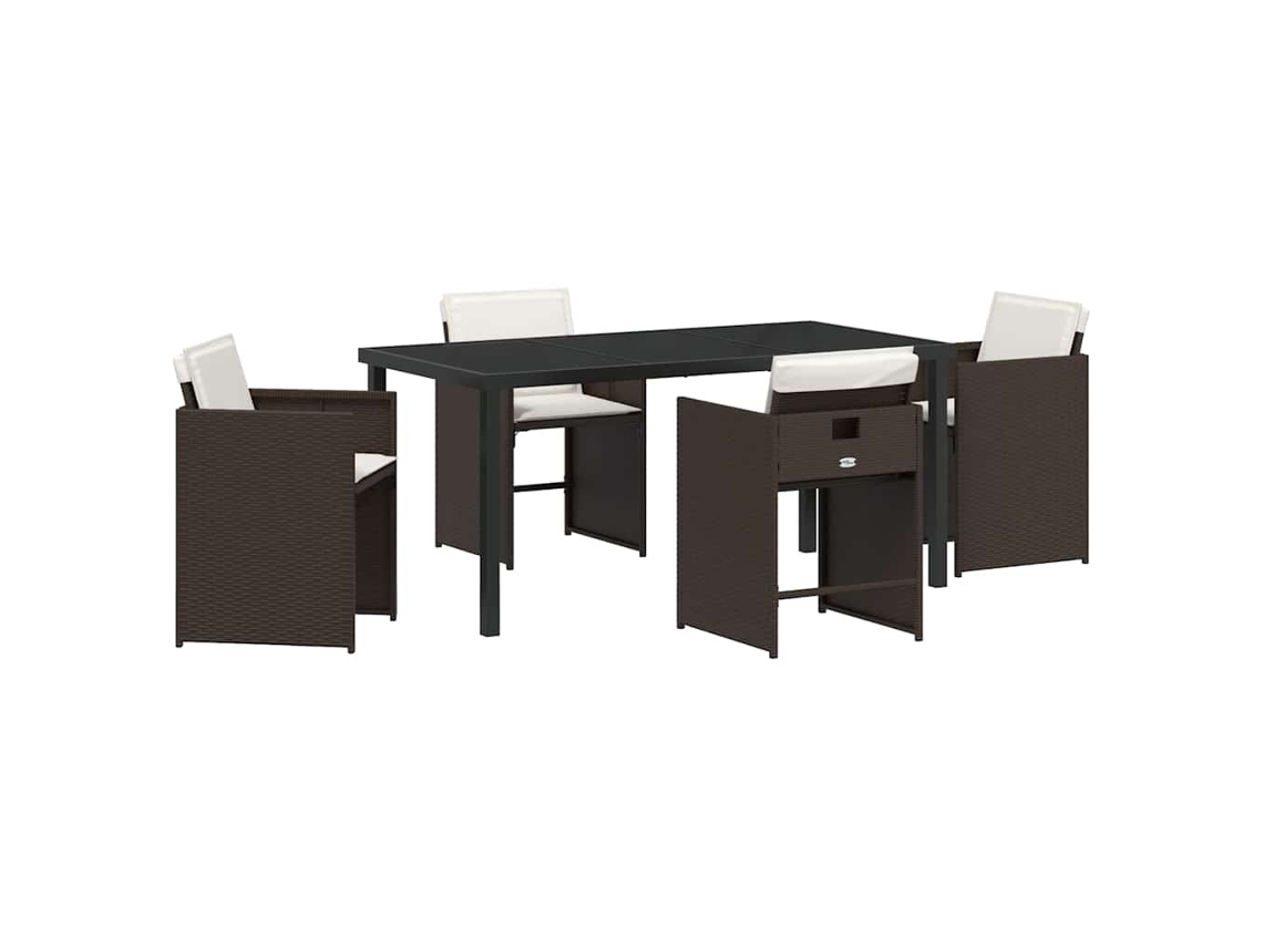 Maison Exclusive - Conjunto De Jantar Para Jardim 5 Pcs Castanho Vime Pe